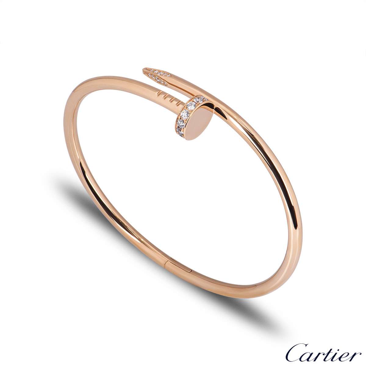Cartier Rose Gold Diamond Juste Un Clou Bracelet Size 16 B6048516 ...